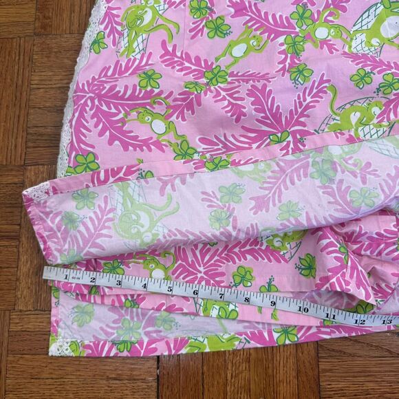 Lilly Pulitzer Pink + Lime green Shorts Skirt cotton monkey skirt sz 8 - Picture 14 of 16